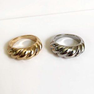 Silver Croissant Dome ring